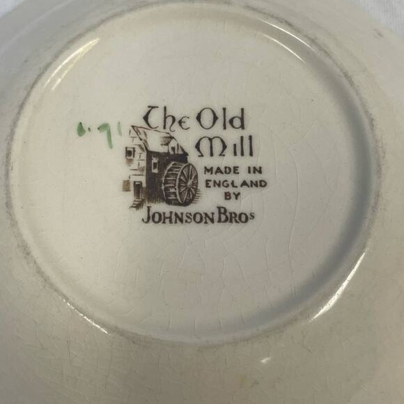 2 Vintage The Old Mill Made In England by Johnson Bros Round Bowl Square Plate - Picture 3 of 8